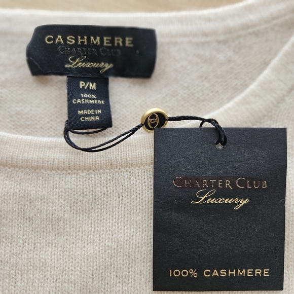 CHARTER CLUB Ivory Cashmere Crew Neck Sweater Size P/M NWT - Picture 8 of 9